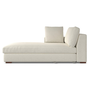 HomeRoots 122" Cream Fabric Sectional Sofa – Modern L-Shaped Design with Tufted Back & Brown Legs for Comfort 641048