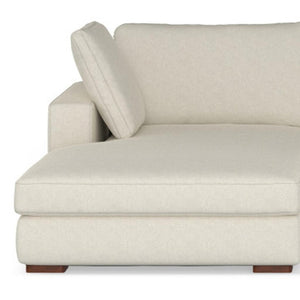 HomeRoots 122" Cream Fabric Sectional Sofa – Modern L-Shaped Design with Tufted Back & Brown Legs for Comfort 641048