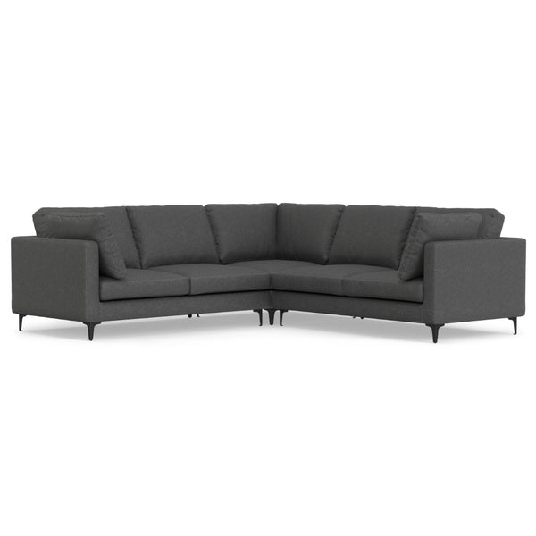 HomeRoots 102" Gray Fabric Sofa – Mid-Century Modern Design, Plush Comfort & Black Metal Legs for Stylish Living 641049