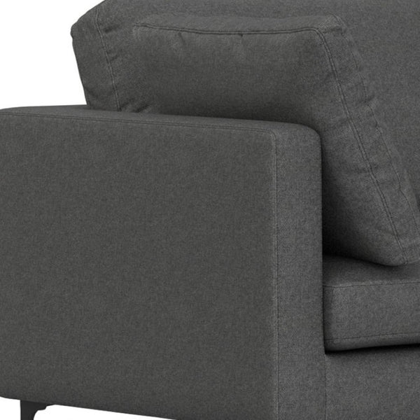 HomeRoots 102" Gray Fabric Sofa – Mid-Century Modern Design, Plush Comfort & Black Metal Legs for Stylish Living 641049