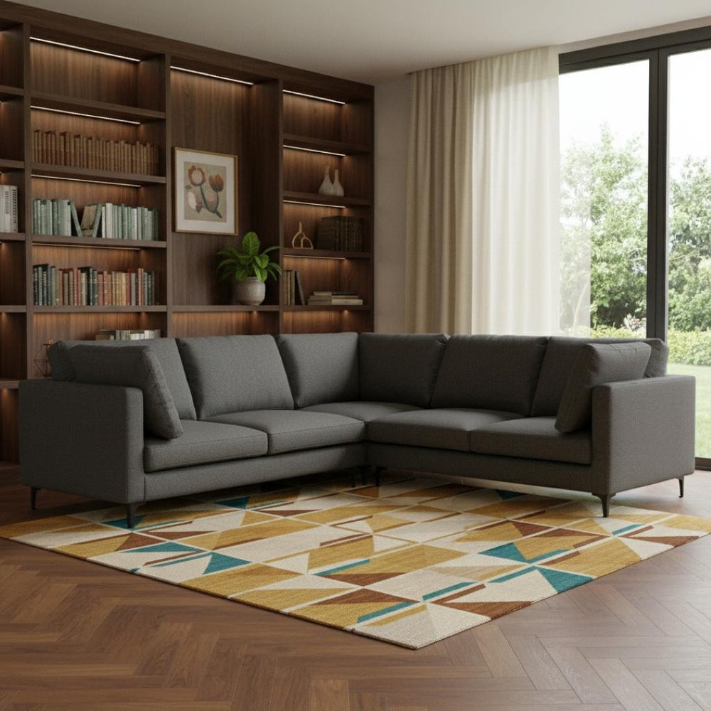 HomeRoots 102" Gray Fabric Sofa – Mid-Century Modern Design, Plush Comfort & Black Metal Legs for Stylish Living 641049