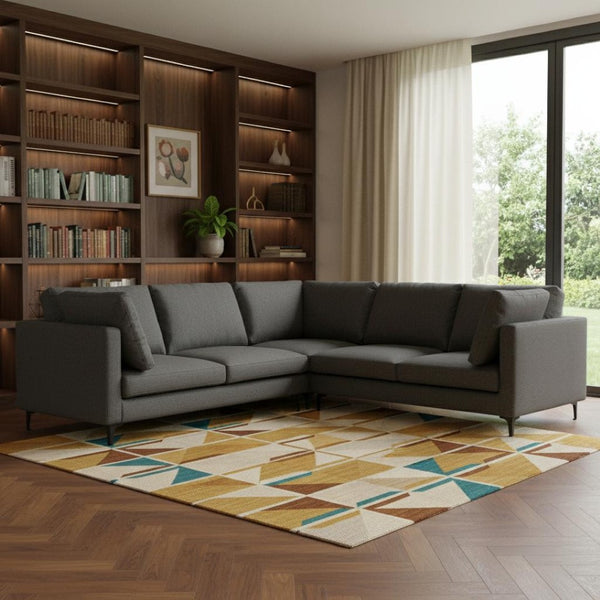 HomeRoots 102" Gray Fabric Sofa – Mid-Century Modern Design, Plush Comfort & Black Metal Legs for Stylish Living 641049