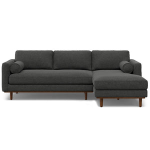 HomeRoots 102" Gray Fabric Sofa - Mid-Century Modern Design with Brown Legs, Comfort for 4, Stylish Elegance 641050