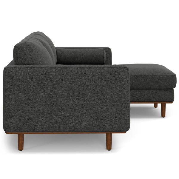 HomeRoots 102" Gray Fabric Sofa - Mid-Century Modern Design with Brown Legs, Comfort for 4, Stylish Elegance 641050
