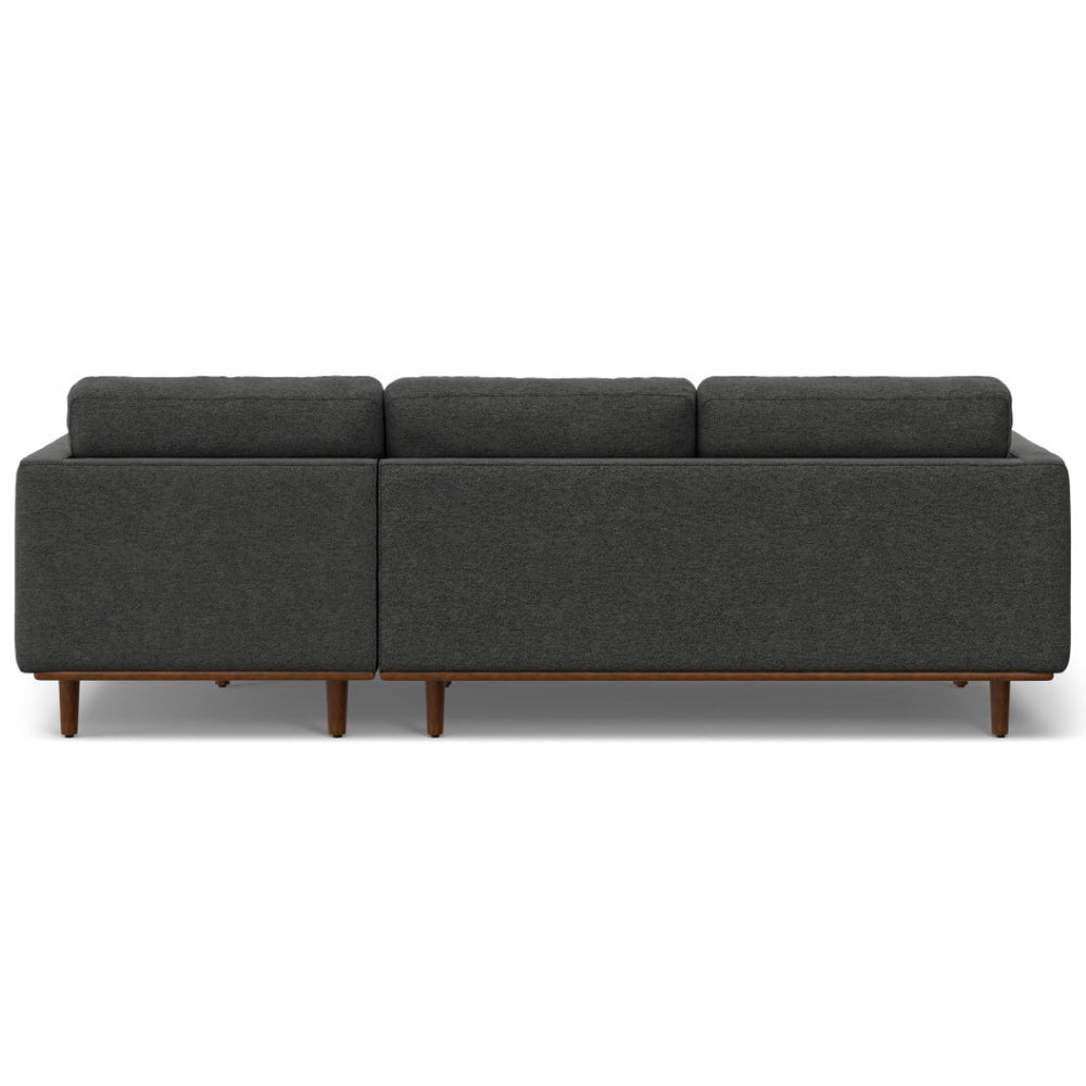 HomeRoots 102" Gray Fabric Sofa - Mid-Century Modern Design with Brown Legs, Comfort for 4, Stylish Elegance 641050