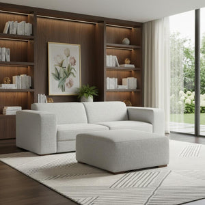 HomeRoots 88" Gray Fabric Sofa with Ottoman - Modern Comfort, Stylish Design & Durable Construction for Your Home 641051