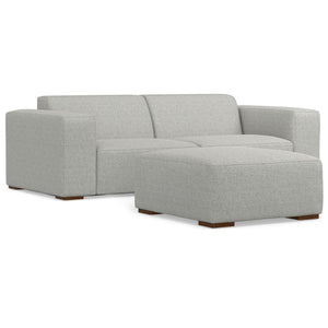 HomeRoots 88" Gray Fabric Sofa with Ottoman - Modern Comfort, Stylish Design & Durable Construction for Your Home 641051
