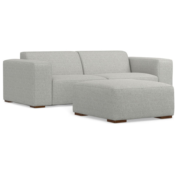 HomeRoots 88" Gray Fabric Sofa with Ottoman - Modern Comfort, Stylish Design & Durable Construction for Your Home 641051