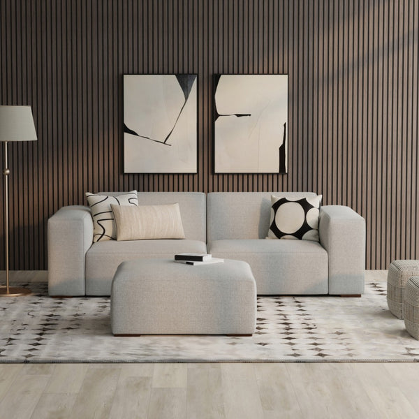 HomeRoots 88" Gray Fabric Sofa with Ottoman - Modern Comfort, Stylish Design & Durable Construction for Your Home 641051