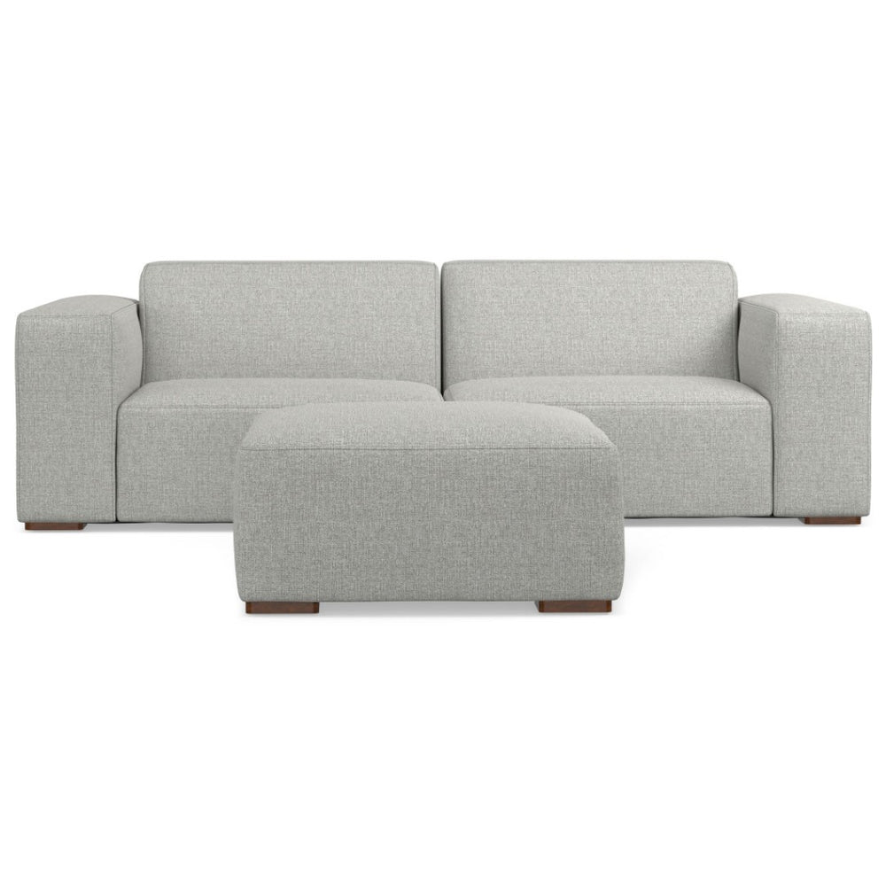 HomeRoots 88" Gray Fabric Sofa with Ottoman - Modern Comfort, Stylish Design & Durable Construction for Your Home 641051