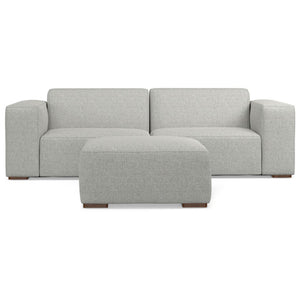 HomeRoots 88" Gray Fabric Sofa with Ottoman - Modern Comfort, Stylish Design & Durable Construction for Your Home 641051