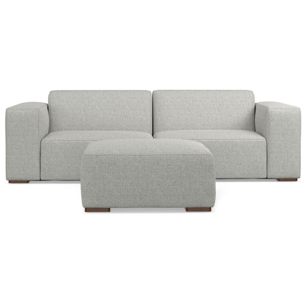 HomeRoots 88" Gray Fabric Sofa with Ottoman - Modern Comfort, Stylish Design & Durable Construction for Your Home 641051