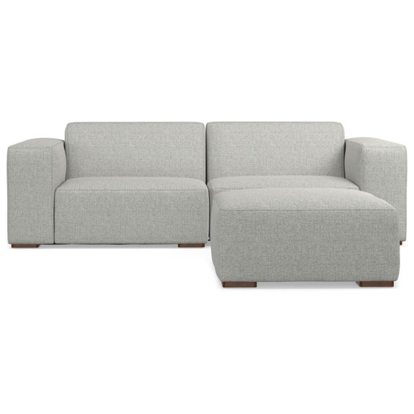 HomeRoots 88" Gray Fabric Sofa with Ottoman - Modern Comfort, Stylish Design & Durable Construction for Your Home 641051