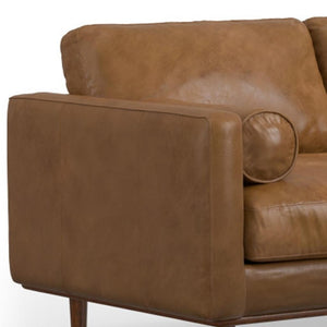 HomeRoots 72" Brown Leather Sofa with Ottoman – Mid-Century Modern Design, Comfort & Durability for Your Home 641052
