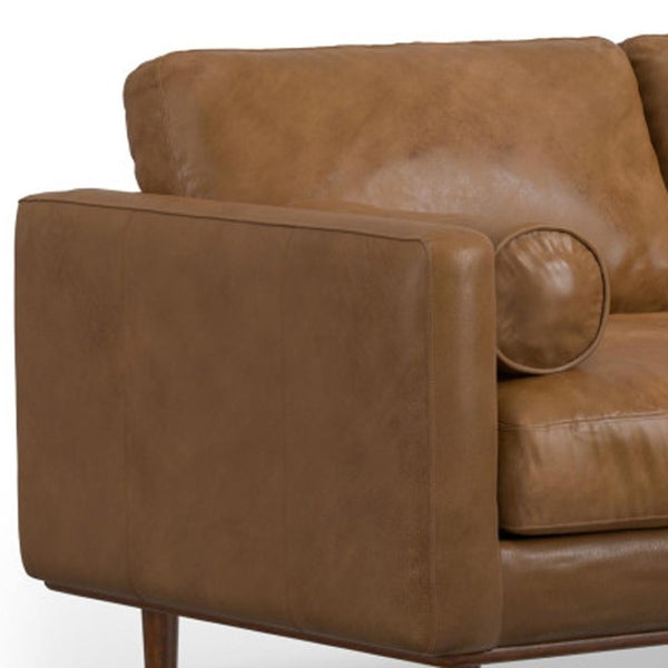 HomeRoots 72" Brown Leather Sofa with Ottoman – Mid-Century Modern Design, Comfort & Durability for Your Home 641052