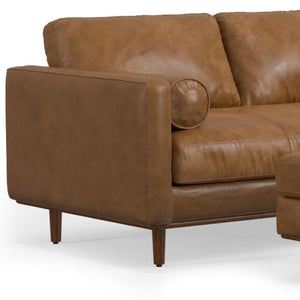 HomeRoots 72" Brown Leather Sofa with Ottoman – Mid-Century Modern Design, Comfort & Durability for Your Home 641052