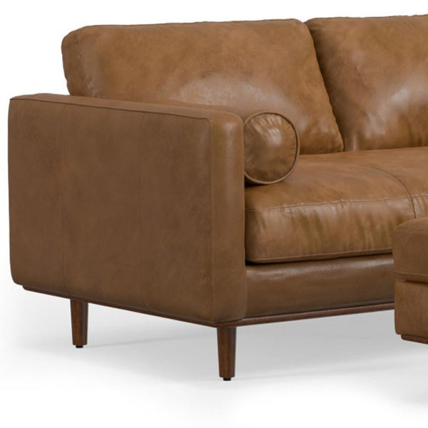 HomeRoots 72" Brown Leather Sofa with Ottoman – Mid-Century Modern Design, Comfort & Durability for Your Home 641052