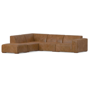 HomeRoots 116" Brown Leather Sofa with Ottoman – Luxurious Comfort, Durable Design, and Modern Style for Your Home 641053