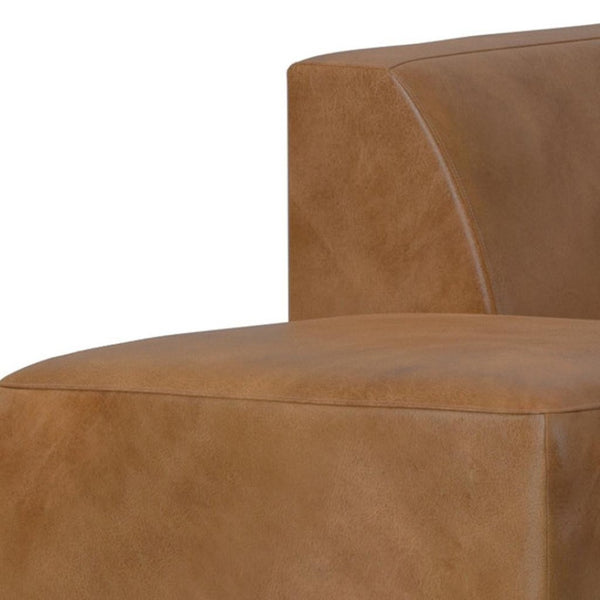 HomeRoots 116" Brown Leather Sofa with Ottoman – Luxurious Comfort, Durable Design, and Modern Style for Your Home 641053