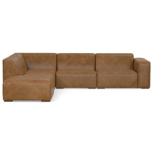 HomeRoots 116" Brown Leather Sofa with Ottoman – Luxurious Comfort, Durable Design, and Modern Style for Your Home 641053