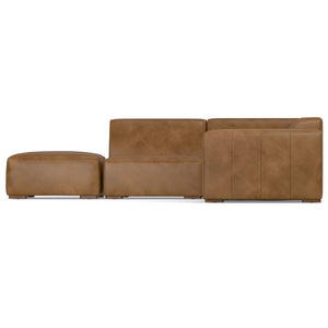 HomeRoots 116" Brown Leather Sofa with Ottoman – Luxurious Comfort, Durable Design, and Modern Style for Your Home 641053