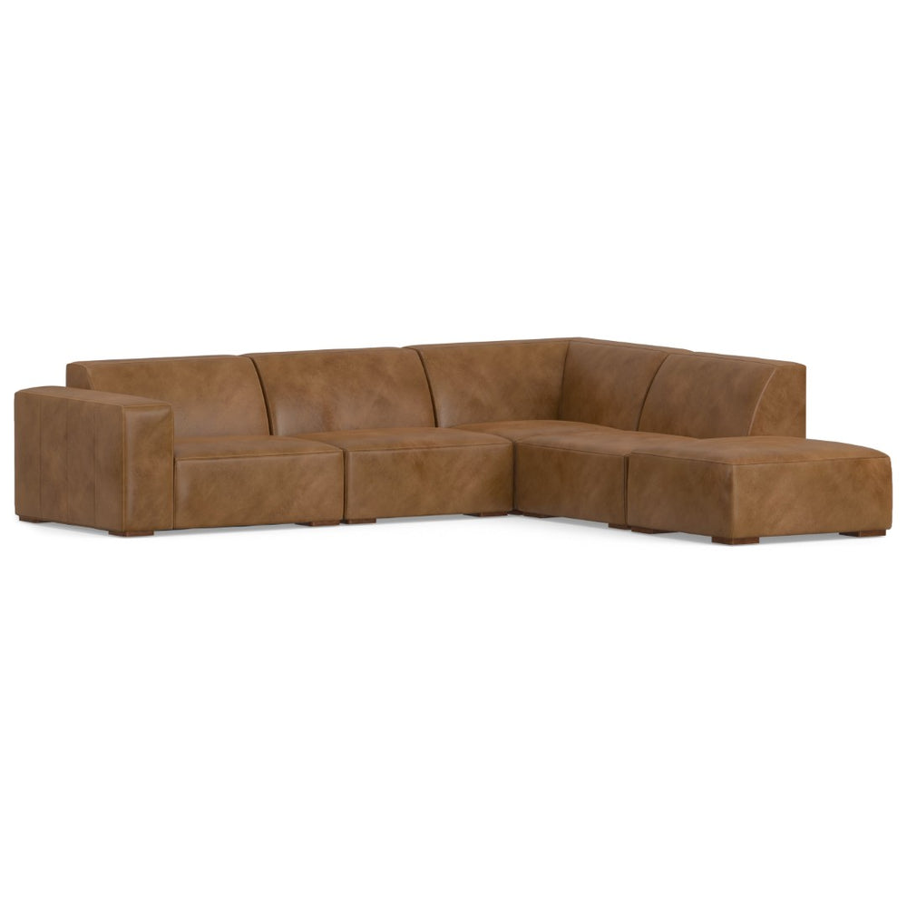 HomeRoots 116" Brown Leather Sofa and Ottoman Set – Elegant Comfort for Family Rooms, Seats 4 with Style! 641054