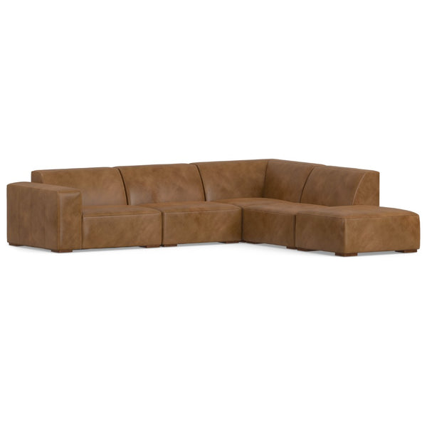 HomeRoots 116" Brown Leather Sofa and Ottoman Set – Elegant Comfort for Family Rooms, Seats 4 with Style! 641054