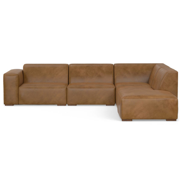 HomeRoots 116" Brown Leather Sofa and Ottoman Set – Elegant Comfort for Family Rooms, Seats 4 with Style! 641054