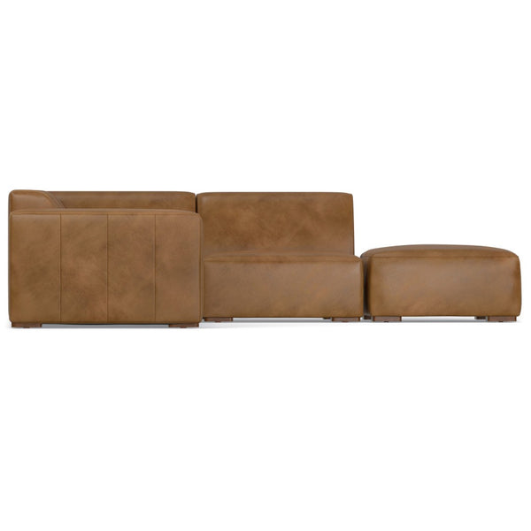 HomeRoots 116" Brown Leather Sofa and Ottoman Set – Elegant Comfort for Family Rooms, Seats 4 with Style! 641054