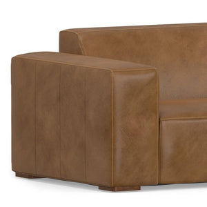 HomeRoots 116" Brown Leather Sofa and Ottoman Set – Elegant Comfort for Family Rooms, Seats 4 with Style! 641054