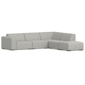 HomeRoots 116" Gray Fabric Sofa with Ottoman, Modern Design, Durable Construction, Seats 4 Comfortably, Stylish 641055