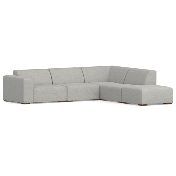 HomeRoots 116" Gray Fabric Sofa with Ottoman, Modern Design, Durable Construction, Seats 4 Comfortably, Stylish 641055