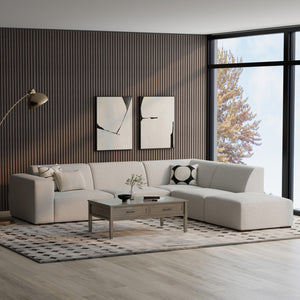 HomeRoots 116" Gray Fabric Sofa with Ottoman, Modern Design, Durable Construction, Seats 4 Comfortably, Stylish 641055