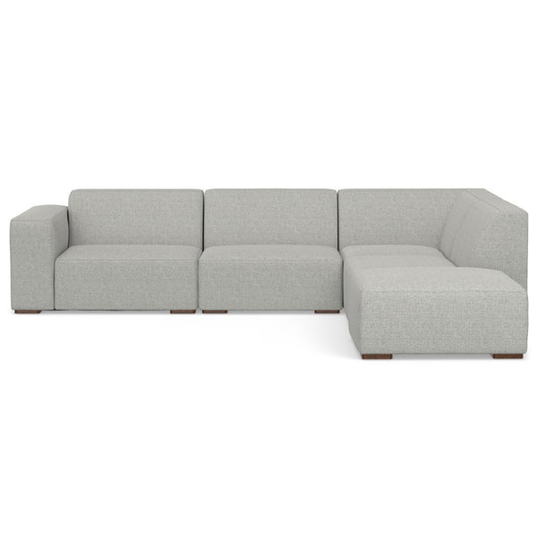 HomeRoots 116" Gray Fabric Sofa with Ottoman, Modern Design, Durable Construction, Seats 4 Comfortably, Stylish 641055