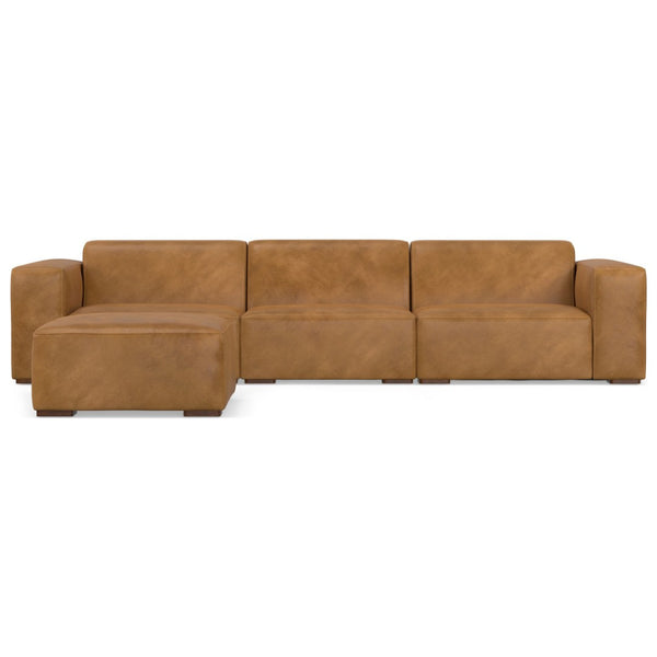 HomeRoots 122" Sienna Leather Sofa with Ottoman - Luxurious, Durable Comfort for Modern Living Spaces 641056