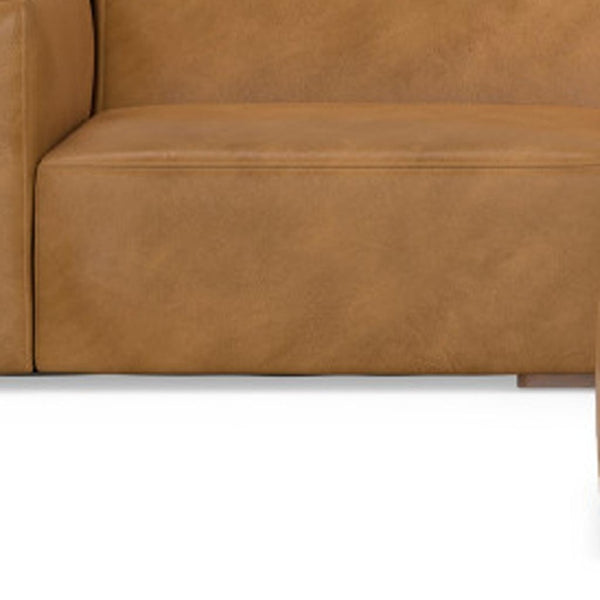 HomeRoots 122" Sienna Leather Sofa with Ottoman - Luxurious, Durable Comfort for Modern Living Spaces 641056
