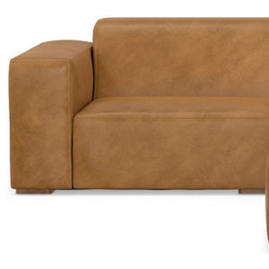 HomeRoots 122" Sienna Leather Sofa with Ottoman - Luxurious, Durable Comfort for Modern Living Spaces 641056