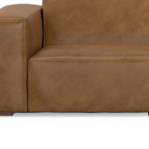 HomeRoots 122" Brown Leather Sofa with Ottoman - Elegant Design, Durable Comfort & Versatile Seating Solution! 641057