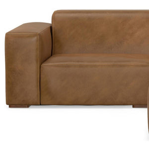 HomeRoots 122" Brown Leather Sofa with Ottoman - Elegant Design, Durable Comfort & Versatile Seating Solution! 641057
