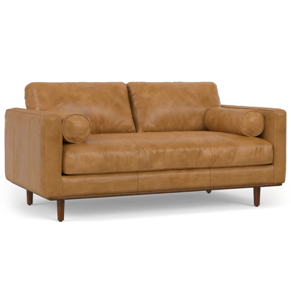HomeRoots 72" Sienna Leather Sofa with Ottoman - Mid-Century Modern Style, Comfort & Versatile Design Options 641059