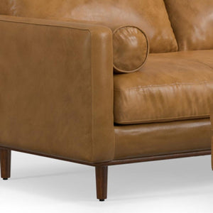 HomeRoots 72" Sienna Leather Sofa with Ottoman - Mid-Century Modern Style, Comfort & Versatile Design Options 641059