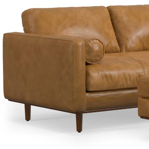 HomeRoots 72" Sienna Leather Sofa with Ottoman - Mid-Century Modern Style, Comfort & Versatile Design Options 641059