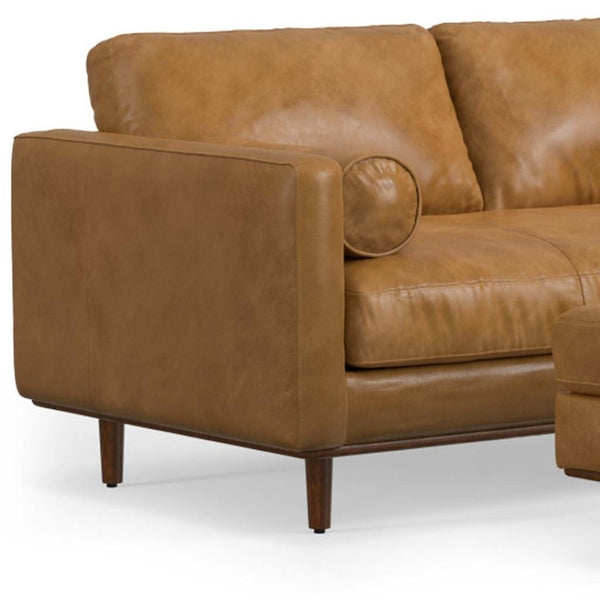 HomeRoots 72" Sienna Leather Sofa with Ottoman - Mid-Century Modern Style, Comfort & Versatile Design Options 641059