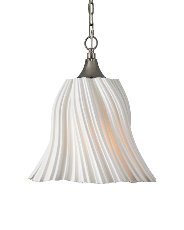 Currey & Company Twirl White Pendant: Elegant 3d-printed Porcelain, Dimmable, Adjustable Length, Modern Design Lighting White Porcelain ,Metal 9000-1282-currey-company