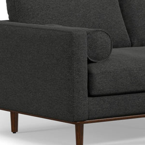 HomeRoots 72" Stylish Gray Fabric Sofa with Ottoman & Elegant Brown Legs - Mid-Century Comfort & Design 641060