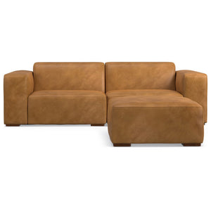 HomeRoots 88" Sienna Leather Sofa Set with Ottoman – Luxurious Comfort, Modern Design & Versatile Functionality! 641061