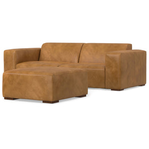 HomeRoots 88" Sienna Leather Sofa Set with Ottoman – Luxurious Comfort, Modern Design & Versatile Functionality! 641061