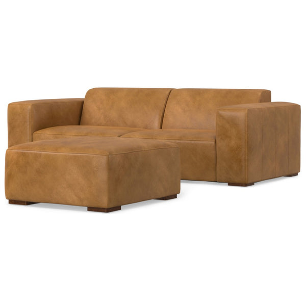 HomeRoots 88" Sienna Leather Sofa Set with Ottoman – Luxurious Comfort, Modern Design & Versatile Functionality! 641061