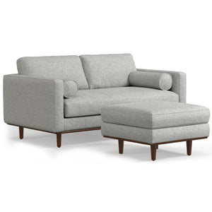 HomeRoots 72" Gray Fabric Sofa with Matching Ottoman – Stylish Mid-Century Design, Supportive Comfort & Versatile Use 641063