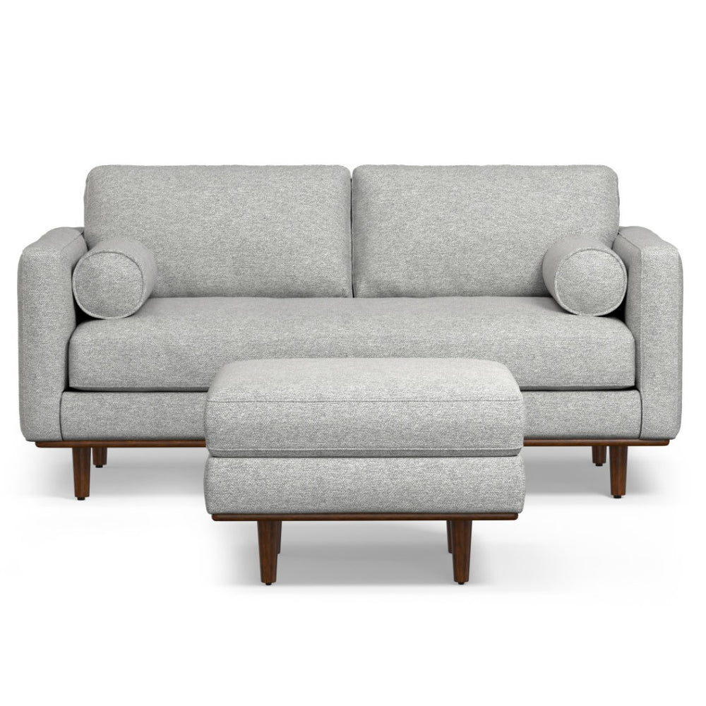 HomeRoots 72" Gray Fabric Sofa with Matching Ottoman – Stylish Mid-Century Design, Supportive Comfort & Versatile Use 641063
